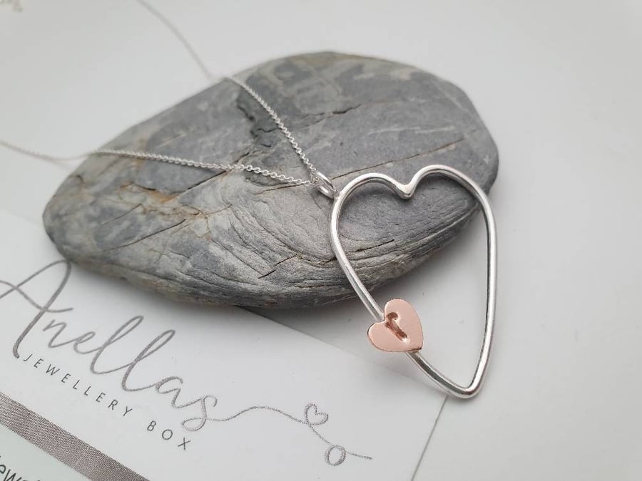 Silver Initial Heart Necklace, Name Necklace, Personalised Necklace