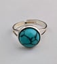 Marbled turquoise ring, adjustable - Image 2