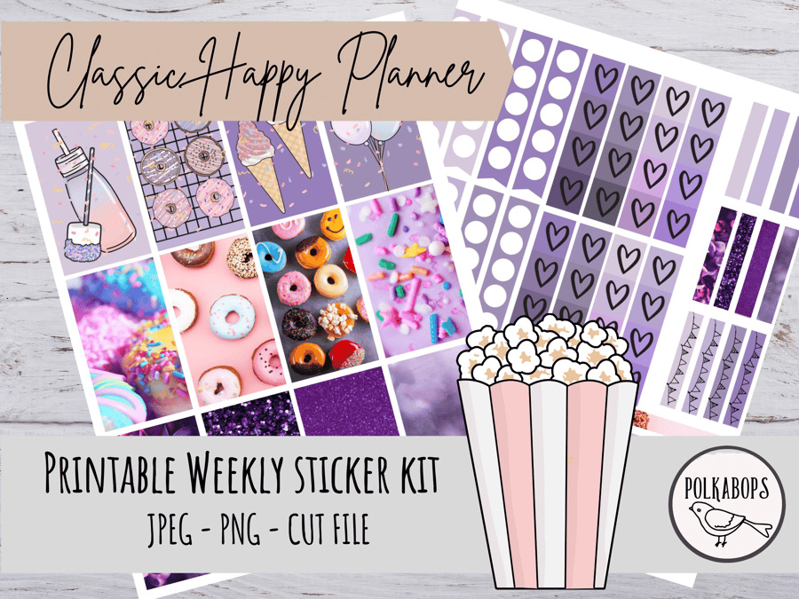 Classic Happy Planner Weekly Kit Vertical Planner Stickers Printable