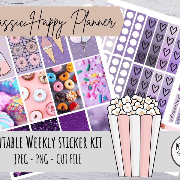 Classic Happy Planner Weekly Kit Vertical Planner Stickers Printable