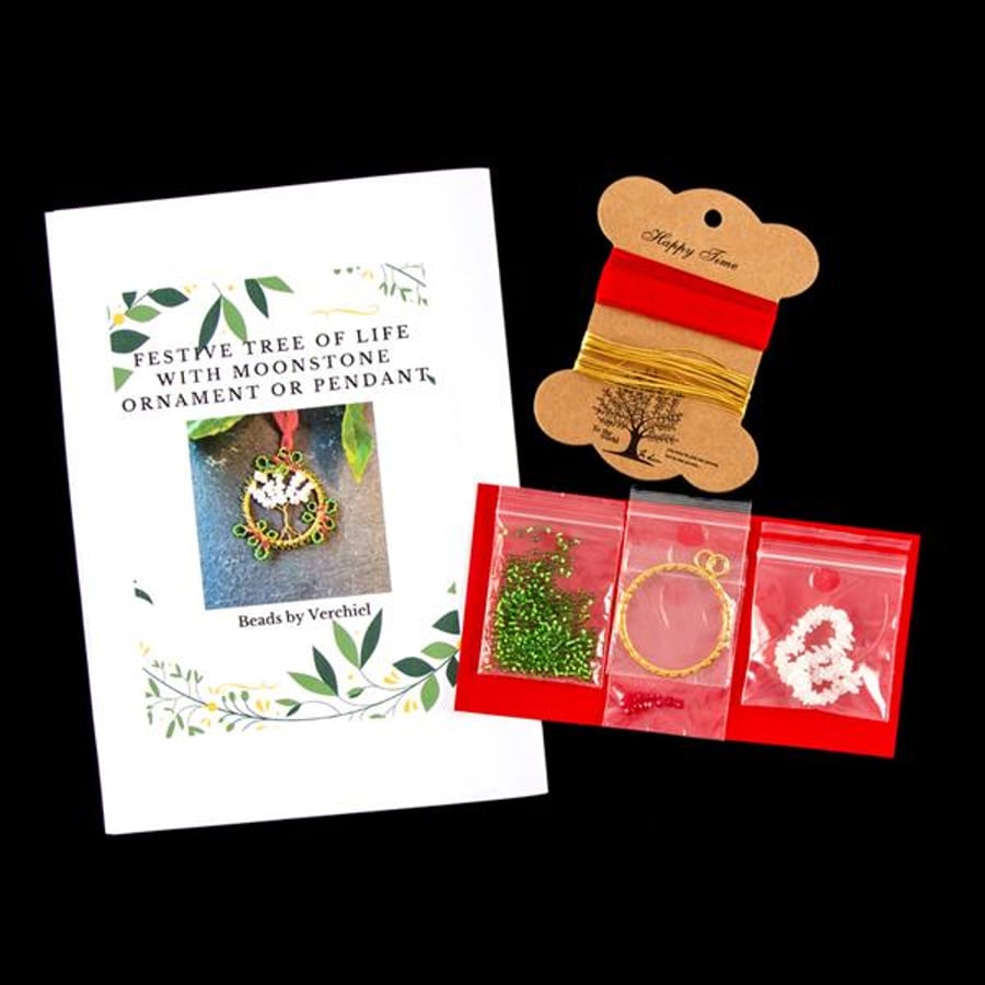 Seconds Sunday - FESTIVE TREE OF LIFE PENDANT OR ORNAMENT KIT- RAINBOW MOONSTONE