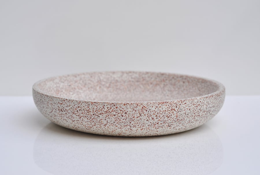 Concrete Terrazzo Bowl Handmade Low Heavy Shallow Bowl Concrete Plate for Jewell