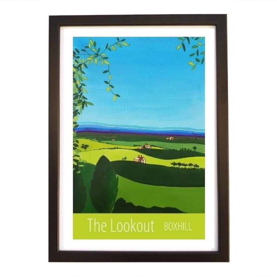 Lookout, Boxhill travel poster print by Susie West