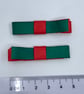 School Small Straight Hunter Green and Red Bow Clips (pair) - Image 2
