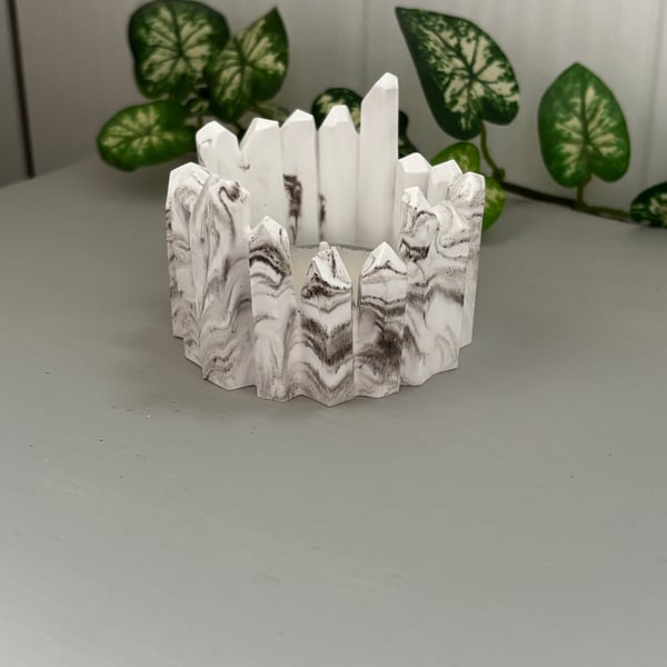 Taupe & White Marbled Crystal Tealight Holder