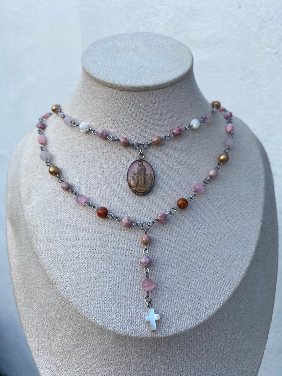 Virgin Mary Rosary style Choker Necklace 