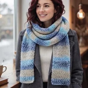 Handmade Super-Long Crochet Scarf: 180cm Double-Stranded Winter Accessory
