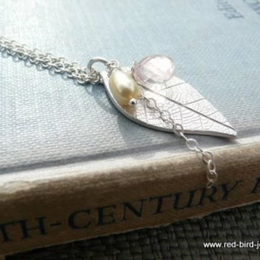 Spring silver leaf pendant