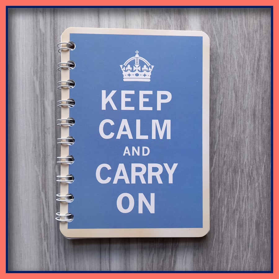 Keep Calm and Carry On poster spiral bound Notebook Air Force Blue