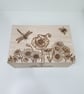 Memory box, wooden keepsake storage box - pyrography wildflowers, dragonfly, bee - Image 3