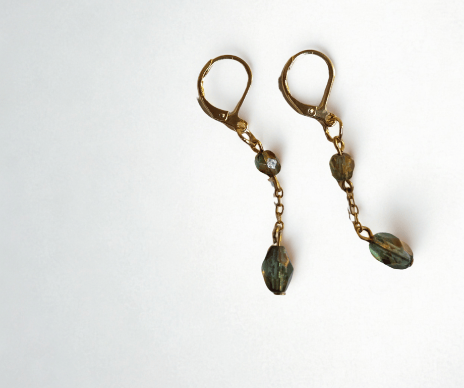 Gold & Green Crystal Drops