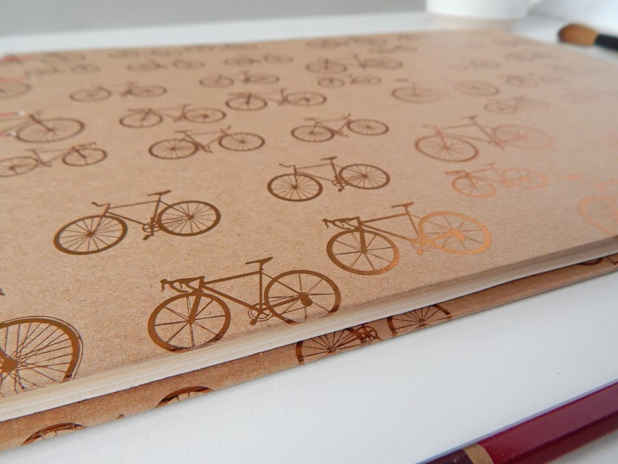 Bicycles Sketchbook, A4 Large, Landscape. Gifts for Artists. 