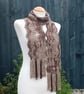 Crochet Stripey Scarf in Mahogany Brown - Image 6