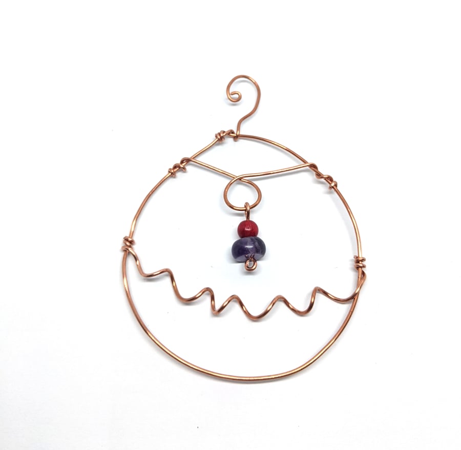 Copper Wire Christmas Decoration - With Accent Bead