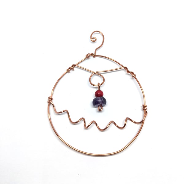 Copper Wire Christmas Decoration - With Accent Bead