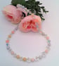 Morganite and Vintage Acrylic Bicone Beaded Necklace and Earrings, Gift for Her - Image 2