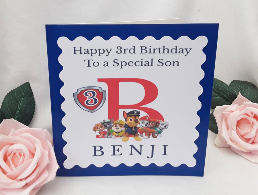 Personalised Paw Patrol Birthday Card, Any age and relationship
