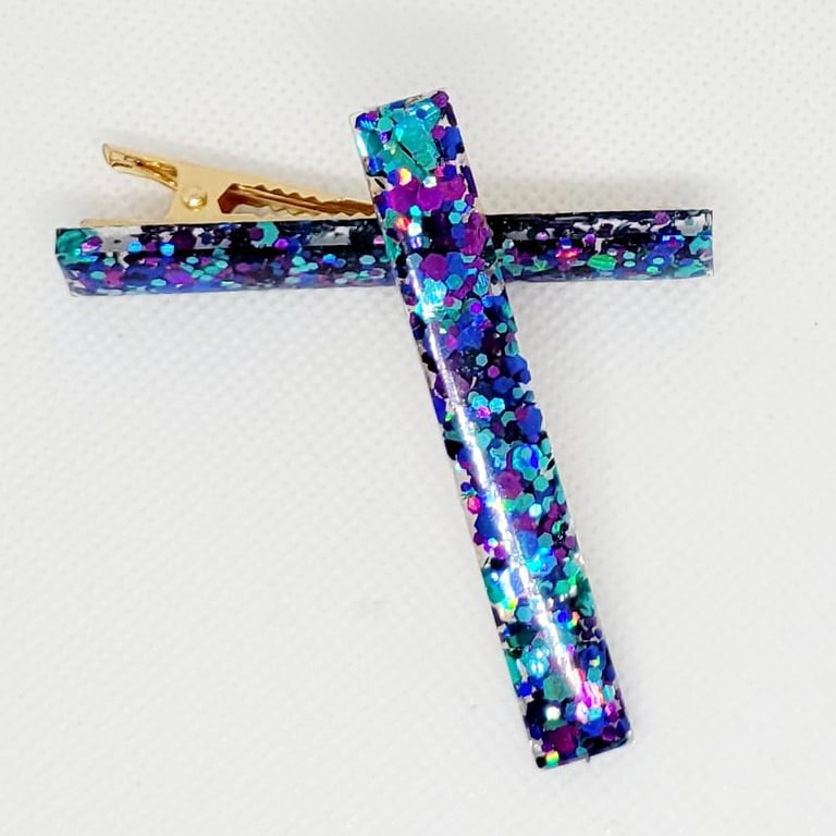 Blue Purple Spotty Hair Clips