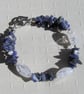 SALE Sodalite & Crackled Clear Quartz Crystal Gemstone Bracelet "Azure Dew" - Image 3
