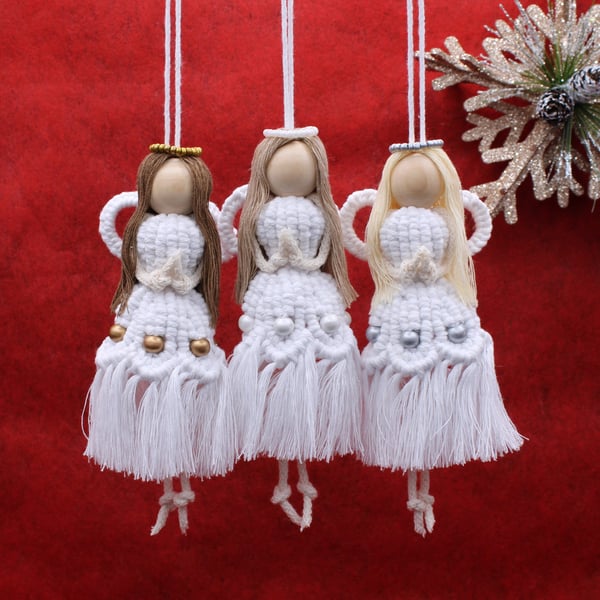 Macrame Angel, hanging angel, Christmas tree decoration