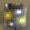 Mid Century 50s 60s  Abstract Rectangles Grey Barkcloth Vintage Fabric Lampshade