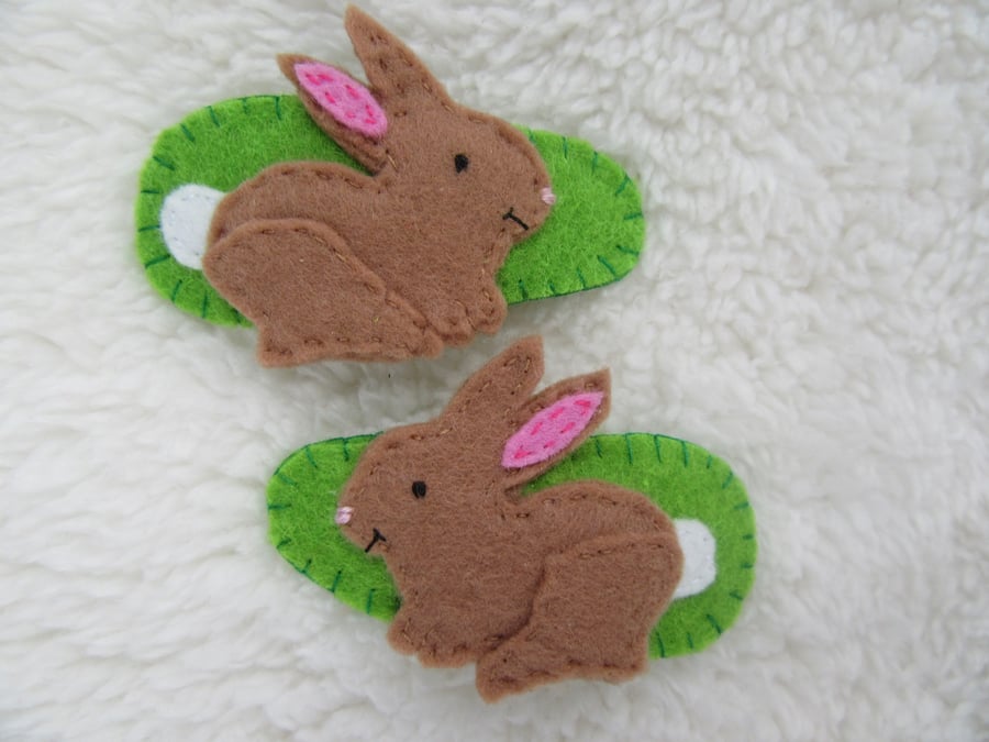 Rabbit hair clips, gift for girls, bunny hair clips
