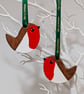 Clay robin Christmas tree decoration,  garden bird Christmas decor  - Image 1