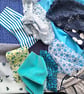 Slow stitching kit - blue theme. Fabric remnants, fabric bundle - Image 8