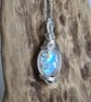 Natural Rainbow Moonstone & 925 Silver Necklace Pendant Gift Crystal Jewellery