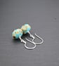 lampwork glass turquoise raku earrings