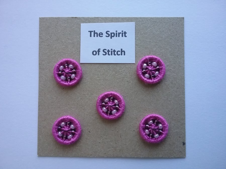 Pack of 5 handmade beaded Dorset buttons 15mm