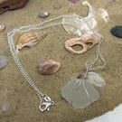 Sterling silver chain and wire work with sea glass pendant