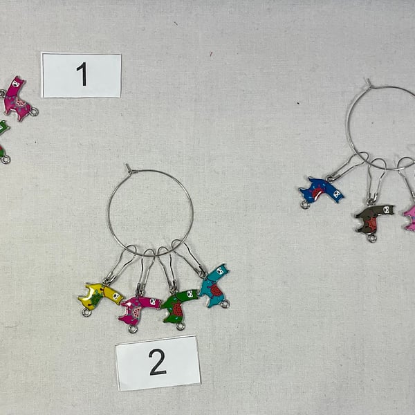 Llamas Stitch markers, enamelled colourful alpaca progress charm, knitting marke