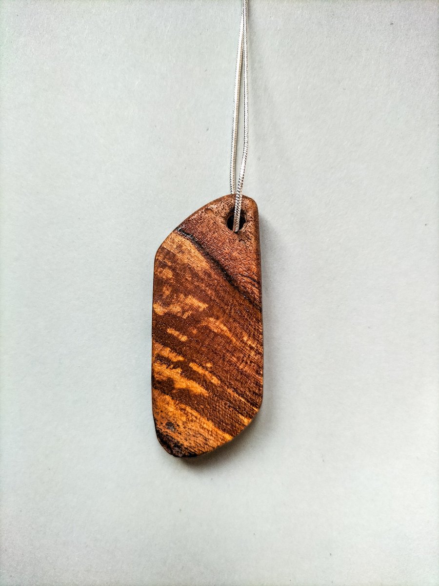 Elm Burl Pendant on Sterling Silver Necklace