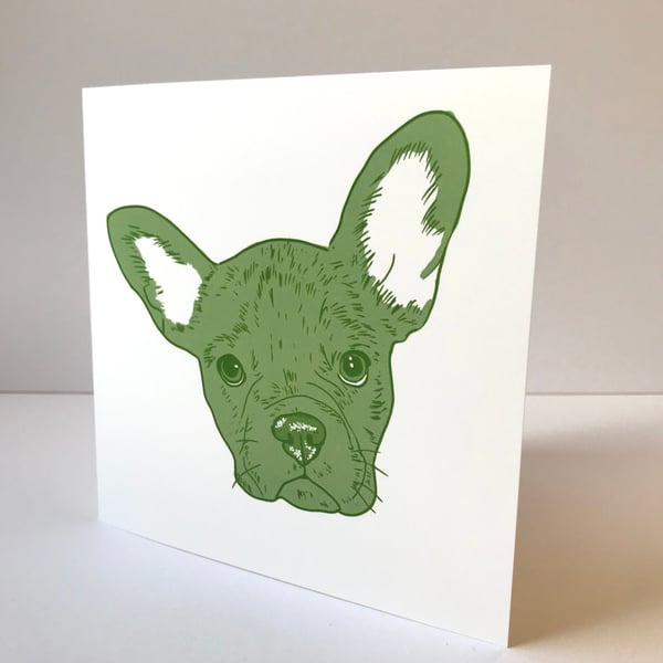 Green French Bulldog Card