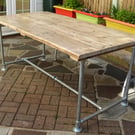 Scaffold Tube Rustic Table made from Reclaimed Scaffold Boards & Steel Tube