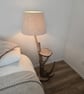 Rustic bedside table and lamp combination
