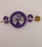 Handmade Dorset Button Shawl Pin - Lilac Silver & White Wooden Scarf Stick