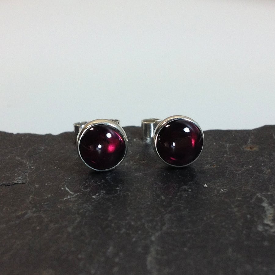  Garnet stud earrings sterling silver , gemstone studs