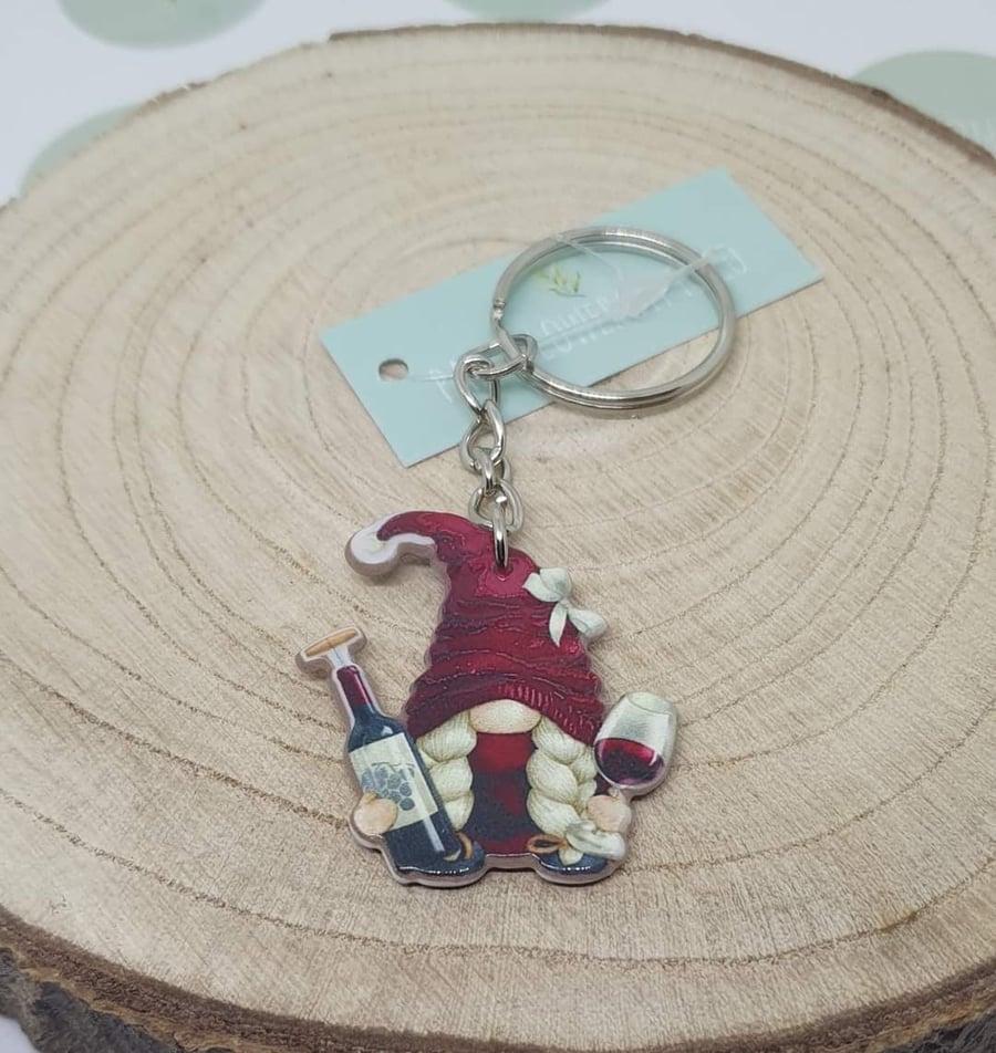 Wine drinking gonk key rings Folksy