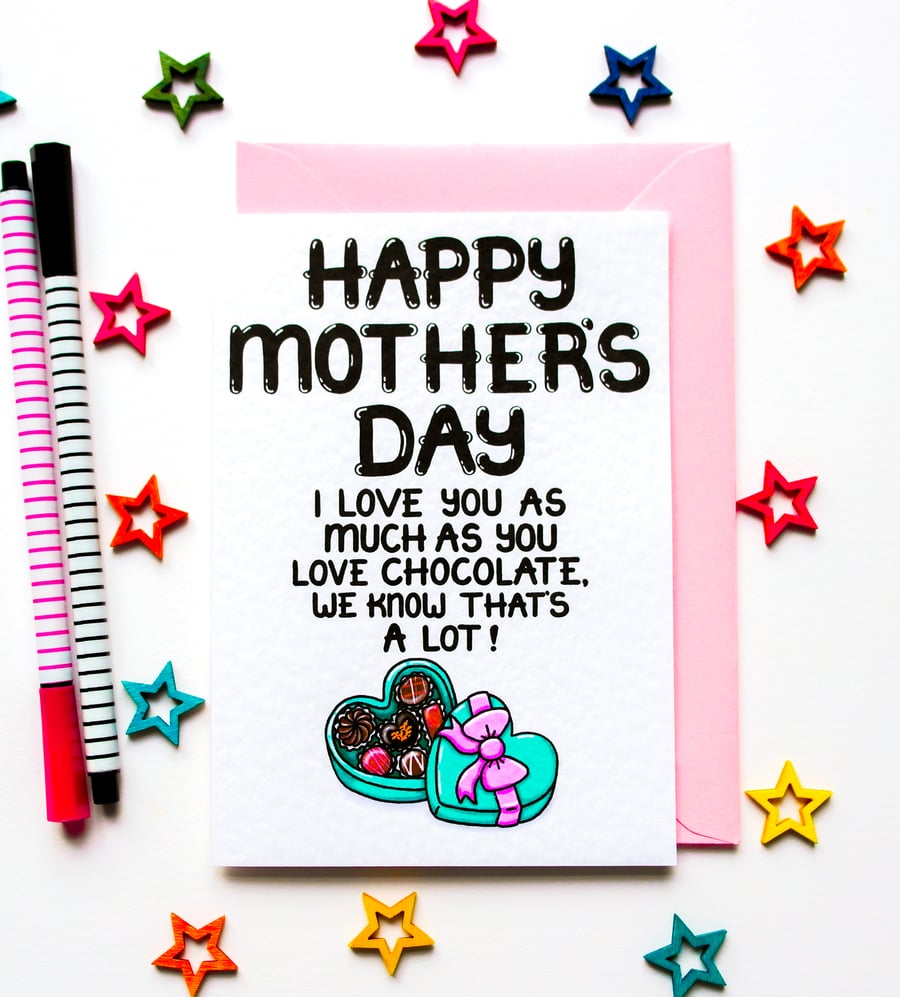 Funny Chocolate Mothers Day Card For Wife, Mom. Mum, Gran, Nanny, Granny, Nana