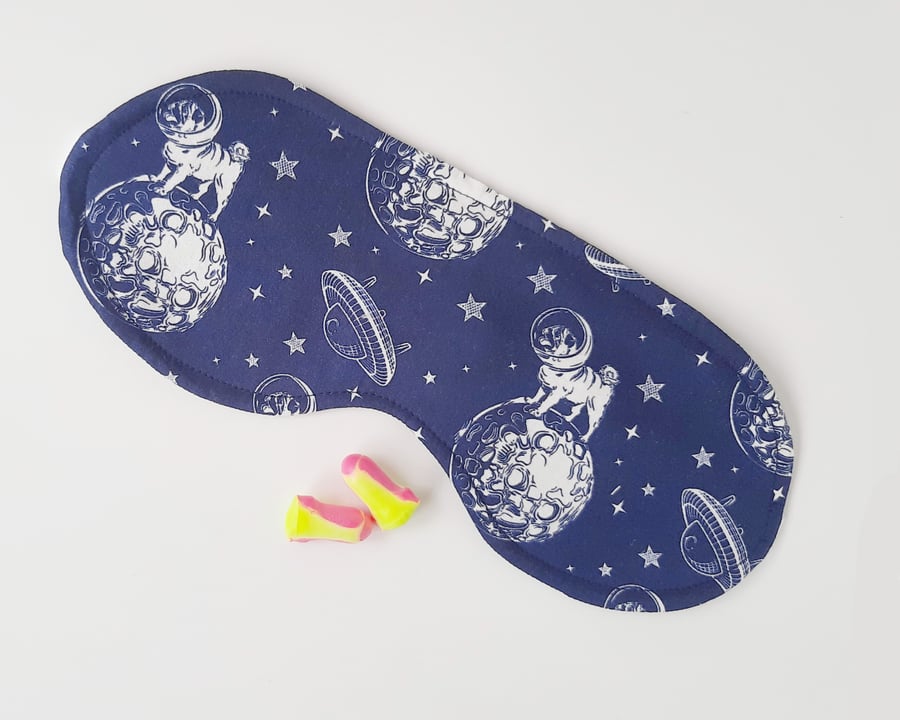 Dogs in Space Sleep Mask, Adjustable, made with all natural fabrics - Free P&P