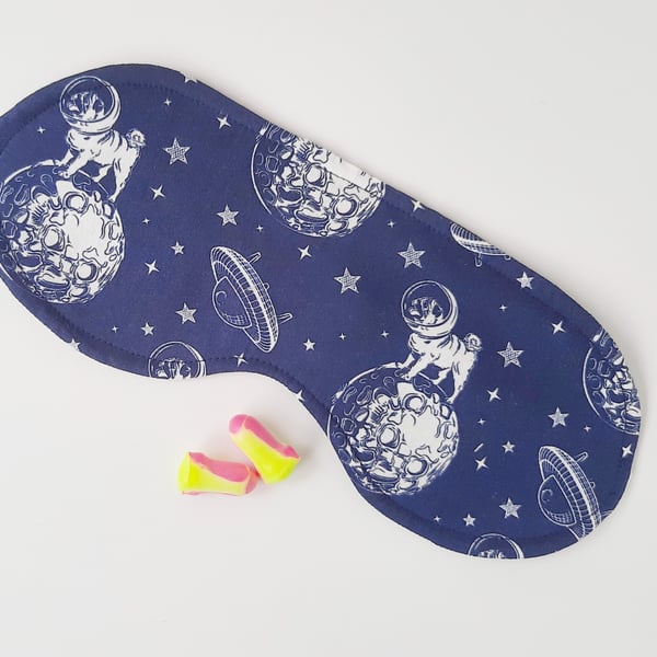 Dogs in Space Sleep Mask, Adjustable, made with all natural fabrics - Free P&P
