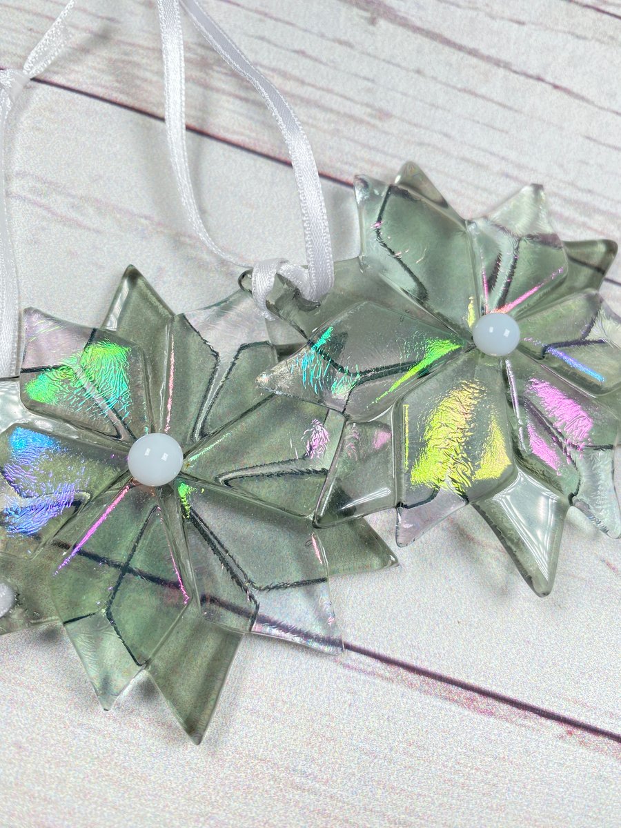 Fused glass snowflake- Christmas decoration 