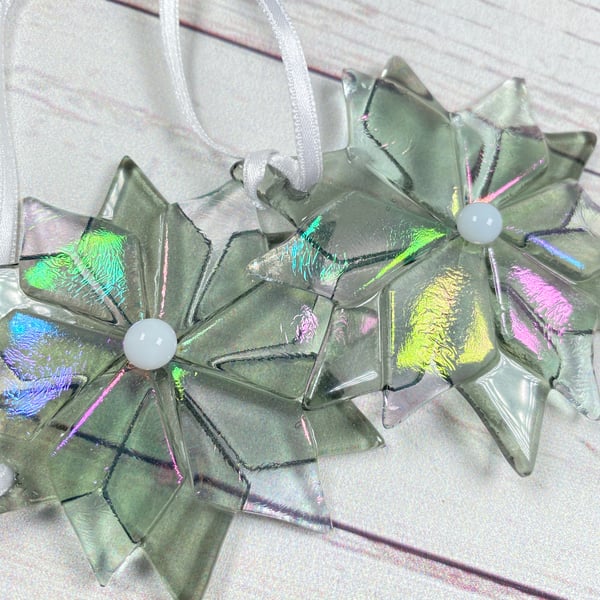 Fused glass snowflake- Christmas decoration 