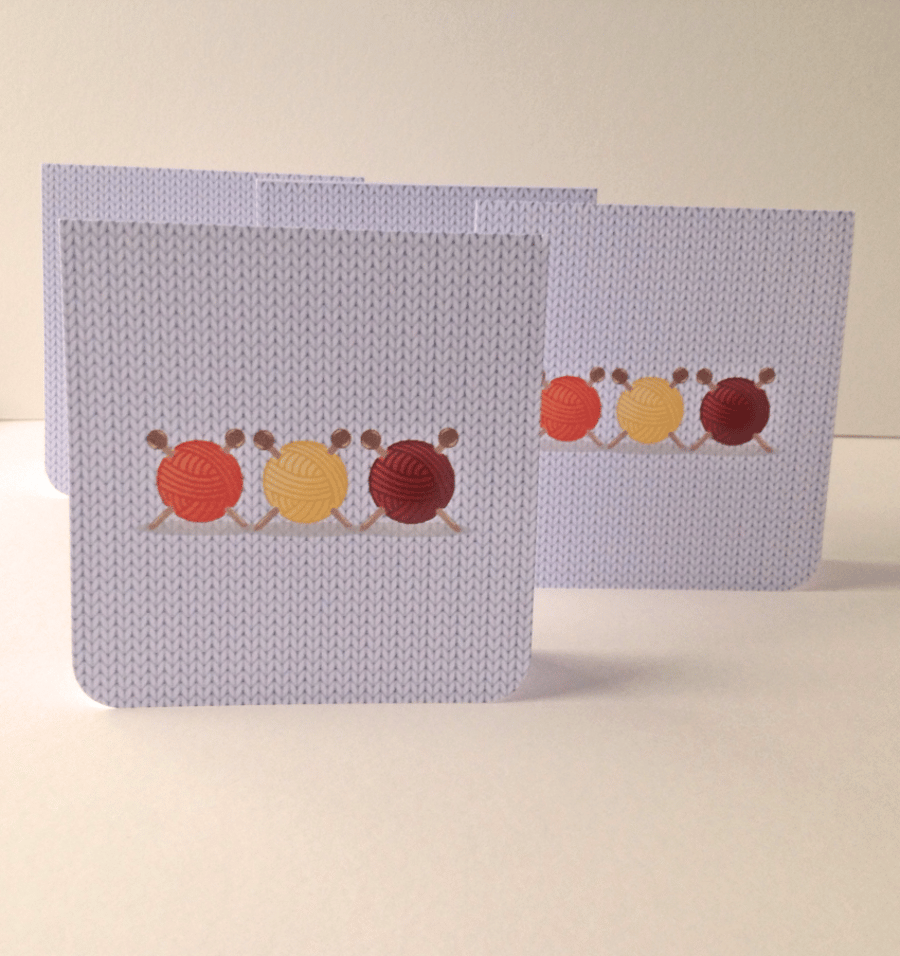 Set of Four Notecards,'Knitters Notes',Blank Notecards with Envelopes