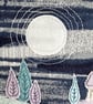 Textile Art, Embroidered Art, Mounted Wall Art - Moonlit Cottage - Image 8