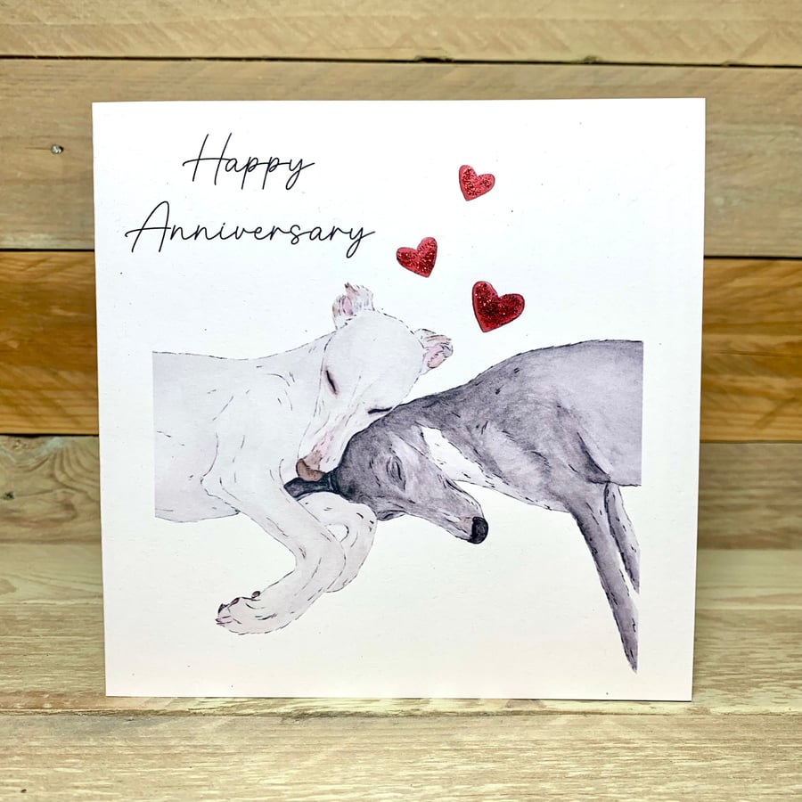 Cute Dogs Anniversary Card, whippet anniversary card, for parents, sighthound 