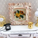 1.12 Scale Miniature Cross Stitch Framed Picture - Floral Design