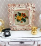 1.12 Scale Miniature Cross Stitch Framed Picture - Floral Design